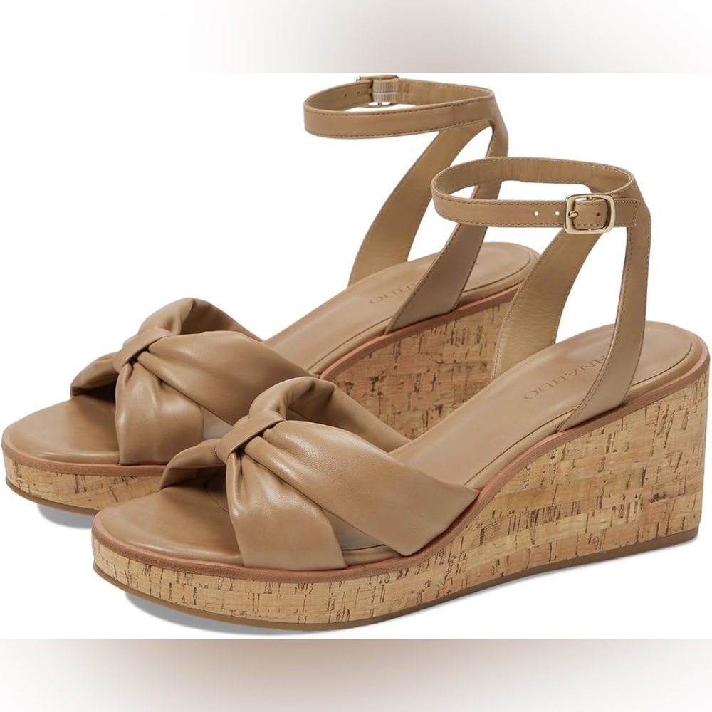 Bernardo Beige Wedge Sandals